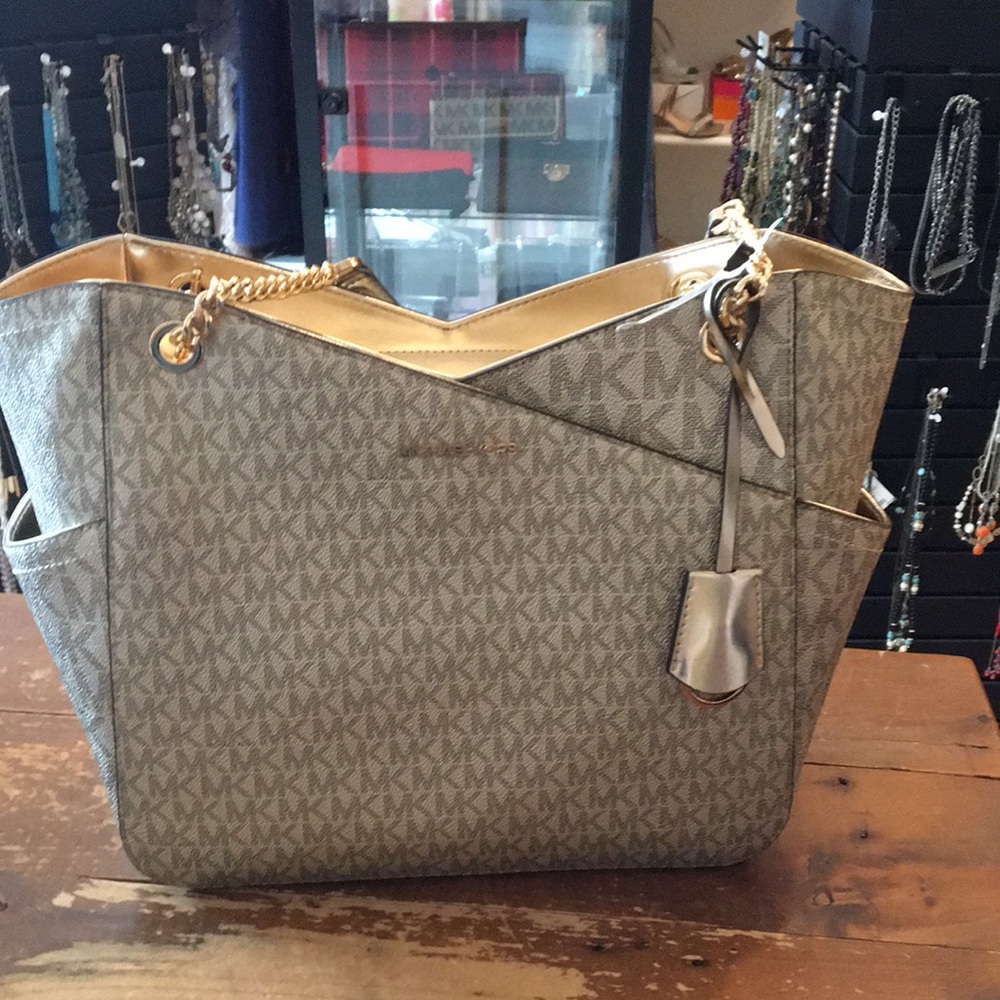 Gold Michael Kors Jet Set Travel Tote